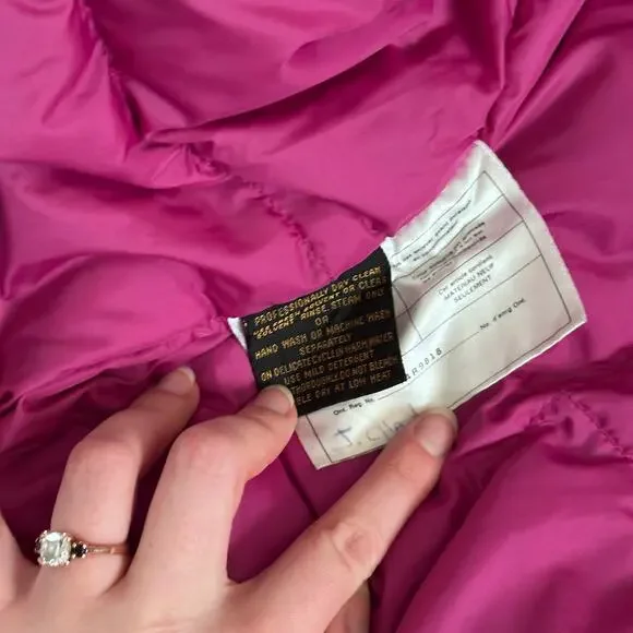 Vintage 90s Eddie Bauer Goose Down Ski Puffer Winter Parka Jacket Retro Pink - Picture 13 of 14